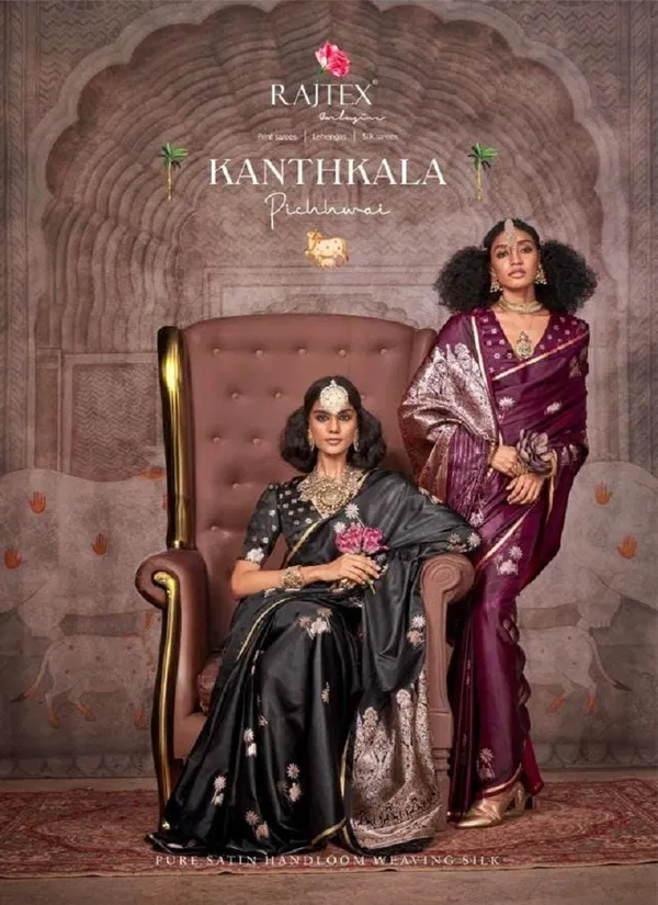 kanthkala Pichhwai By Rajtex Satin Handloom Saree Suppliers In India